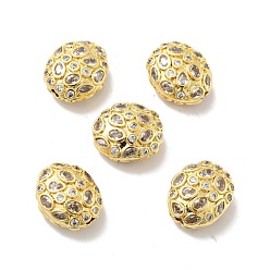 Прозрачный Овальные латунные микро проложить кубического циркония бусы, без кадмия, без никеля и без свинца, реальный 18 k позолоченный, прозрачные, 13.5x11.5x7 мм, отверстие : 1.8 мм