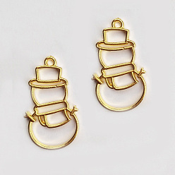 Золотой Подвески на лицевой панели из сплава цинка, для diy уф смолы, эпоксидная смола, Прессованные цветочные украшения, долговечный, снеговик, золотые, 32x19x2.5 мм