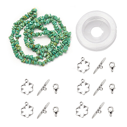 Synthetic Turquoise DIY Bracelets Necklaces Jewelry Sets, Synthetic Turquoise Chips Beads Strands, Toggle Clasps, Lobster Claw Clasps and Elastic Wire, 12.6x10.6x2.1cm
