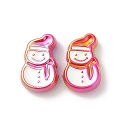 Снеговик Uv акриловые покрытия бусины, с эмалью, радужный, тема рождественских украшений, снеговик, 25x16x8.5 мм, отверстие : 3.5 мм