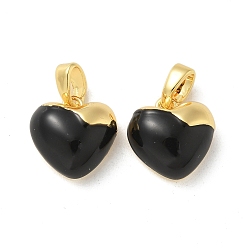 Настоящее золото 18K Латунь прелести, с эмалью, без кадмия, без никеля и без свинца, сердце прелести, реальный 18 k позолоченный, 11.5x11.5x5.5 мм, отверстие : 3.5x2 мм