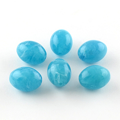 Deep Sky Blue Oval Imitation Gemstone Acrylic Beads, Deep Sky Blue, 20x15mm, Hole: 2mm, about 170pcs/500g