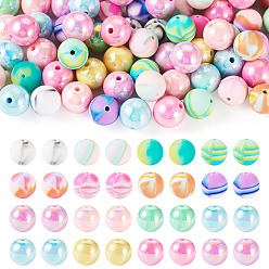 (52) Непрозрачная лаванда Наборы для самостоятельного изготовления круглых акриловых и силиконовых бусин, разноцветные, 15~16x15 мм, отверстие : 2~3 мм