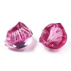 Camellia Transparent Spray Painted Glass Beads, Dumplings, Camellia, 10x13x9mm, Hole: 1.2mm