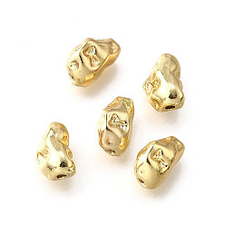 Настоящее золото 18K Латунные бусины, без никеля , самородки, реальный 18 k позолоченный, 8.5x5.5x4.5 мм, отверстие : 1 мм