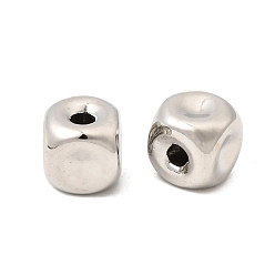 Платина Латунные бусины, долговечный, без кадмия и без свинца, стойки покрытие, кубические, платина, 6.5x6.5x6.5 мм, отверстие : 1.8 мм