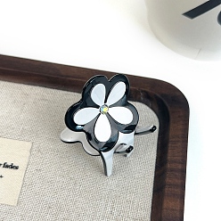 Белый Заколки для волос с когтями из ацетата целлюлозы (смола), цветок, белые, 30x28 мм