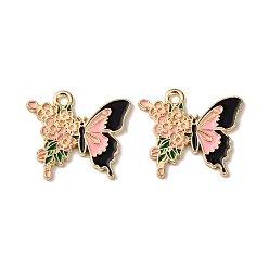 Золотой Подвески из эмали и сплава, бабочка, золотые, 19.5x22x1.5 мм, отверстие : 1.8 мм