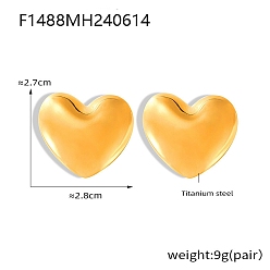 Золотой Серьги шпилька нержавеющая сталь, сердце, для женщин, золотые, 27x28 мм