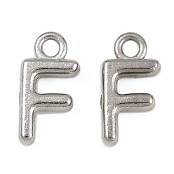 Letter F 304 прелести нержавеющей стали, полированный, цвет нержавеющей стали, Буква F, 9x4.5x2 мм, отверстие : 1.2 мм