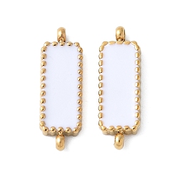Белый 304 эмалированные подвески из нержавеющей стали, золотые, прямоугольник ссылки, белые, 15x5x2 мм, отверстие : 1 мм