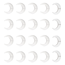 Нержавеющая Сталь Цвет 201 нержавеющая сталь 2 подвески с петлевыми звеньями, лазерная резка, полумесяц, цвет нержавеющей стали, 17x20x1 мм, отверстие : 1.4 мм, 20 шт / коробка