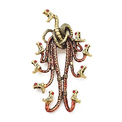 Античное Золото Эмалевые штифты гидра, броши из сплава для одежды рюкзака, античное золото , 99x57 мм