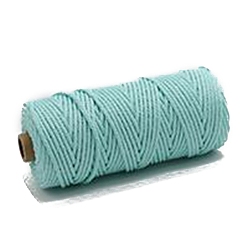 Pale Turquoise Cotton String Threads, Macrame Cord, Decorative String Threads, for DIY Crafts, Gift Wrapping and Jewelry Making, Pale Turquoise, 3mm, about 109.36 Yards(100m)/Roll