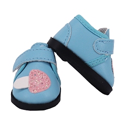Светло-Голубой Туфли из кожи куклы из искусственной кожи в форме гриба, Аксессуары для американской куклы 14 дюйма для девочек, Небесно-голубой, 57x35 мм