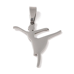 Другие Не тускнеющие 201 подвески из нержавеющей стали, цвет нержавеющей стали, спортивная тема, танцевать, 27.5x26x1.5 мм, отверстие : 4x7 мм