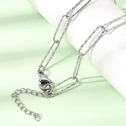 Stainless Steel Color 5MM 304 Stainless Steel Textured Paperclip Chain Necklaces for Women Men, Tarnish Free, Stainless Steel Color, 17.44 inch(44.3cm)