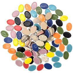 Mixed Color Porcelain Cabochons, Oval, Mixed Color, 18x12.5x5mm, 20pcs/color, 6colors, 120pcs/box