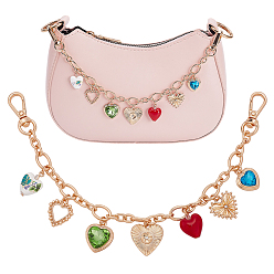 Золотой Декоративные цепочки для кошелька с подвеской в виде цветного сердца из сплава, принадлежности для изготовления кошельков, золотые, 265 мм