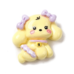 Шампанско-Желтый Непрозрачная смола щенка кабошоны, собака, шампанское желтый, 23x24x8.5 мм