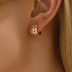 Разноцветный Латунные плоские круглые серьги-кольца, золотые, с кубического циркония, красочный, 12 мм