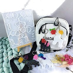 Белый Силиконовые формы для подвесок пищевого класса своими руками, формы для литья смолы, собака, белые, 174x140x7 мм