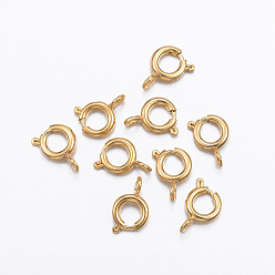Golden Ion Plating(IP) 304 Stainless Steel Spring Ring Clasps, Golden, 7.5x5x1.2mm, Hole: 1.5mm