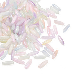 (52) Непрозрачная лаванда Гальванические стеклянные бусины, рис, с блеском порошок, разноцветные, 13x4 мм, отверстие : 0.8 мм, около 36 шт / упаковка