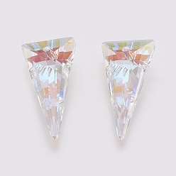 Солнечный Свет K 9 подвески из стеклянного горного хрусталя, имитация австрийский хрусталь, граненые, треугольные, солнечный свет, 28x14x7~7.5 мм, отверстие : 1.6 мм