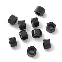 Черный 316 хирургические бусины из нержавеющей стали европейского образца, бусины с большим отверстием, ручная полировка, ионное покрытие (ip), шестиугольник, чёрные, 7x7.5x5 мм, отверстие : 4.5 мм