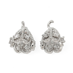 Платина Латунный микро-паве кубический цирконий, за половину пробурено бисера, цветок, платина, 10.5 мм, отверстие : 1.5 мм, штифты : 0.7 мм