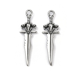 Античное Серебро 316 хирургические подвески из нержавеющей стали, очарование меча, античное серебро, 34.5x10.5x4.5 мм, отверстие : 2.2 мм