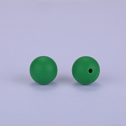 Green Round Silicone Focal Beads, Chewing Beads For Teethers, DIY Nursing Necklaces Making, Green, 15mm, Hole: 2mm