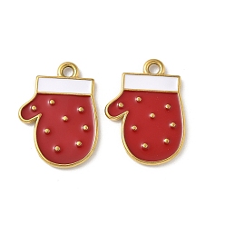 Другие 304 нержавеющей стальной эмали подвески, прелести рождественской тематики, ионное покрытие (ip), реальный 18 k позолоченный, перчатки, 22x16x2 мм, отверстие : 1.8 мм