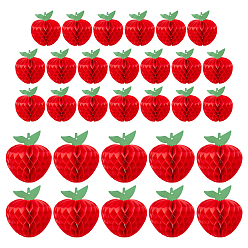 Красный 30шт. 2 стили: подвески в виде шариков из бумаги в форме яблока и сот, для подвесного декора на вечеринку, красные, 135~203x87~139x3 мм