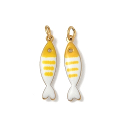 Желтый 304 нержавеющей стальной эмали подвески, амулет из рыбы сардина, с целью перехода в кольце, ионное покрытие (ip), реальный 18 k позолоченный, желтые, 18.5x5x2 мм, отверстие : 3 мм