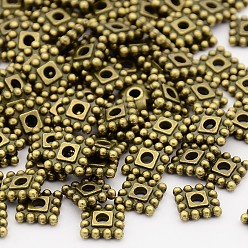 Antique Bronze Tibetan Style Alloy Spacer Beads, Cadmium Free & Nickel Free & Lead Free, Square, Antique Bronze, 7x7x2mm, hole: 2mm