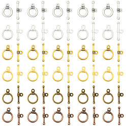 (52) Непрозрачная лаванда 120 наборы 6 цвета застежки-тоглы из сплава в тибетском стиле, без кадмия и без свинца, кольцо, разноцветные, Кольцо: 11 мм, 15~16 мм длиной, бар : 19~20 mm длиной, отверстие : 1.5 мм, 20 наборы / цвет