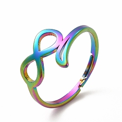 Rainbow Color Ионное покрытие (ip) 304 полое бесконечное кольцо из нержавеющей стали для женщин, Радуга цветов, внутренний диаметр: 17 мм