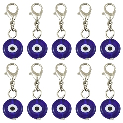 Платина 40 шт. подвесные украшения ручной работы от сглаза в виде лэмпворка, Сплав с застежками когтя омара, платина, 30 мм