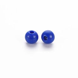 Blue Opaque Acrylic Beads, Round, Blue, 6x5mm, Hole: 1.8mm, about 4400pcs/500g