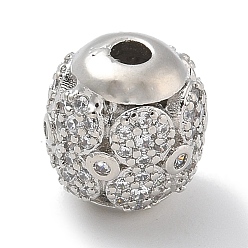 Платина Стойки обшивки латунь микро проложить кубического циркония бусы, долговечный, без свинца и без кадмия, полый овал, платина, 11x9.5 мм, отверстие : 2.5 мм