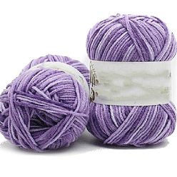 Medium lila 5-fädiges segmentgefärbtes Milchbaumwollgarn, zum Stricken von Mützen, Decken, Schals und Kleidung, Medium lila, 2.5 mm, 50g/Strang