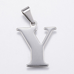 Letter Y Устойчивые к потускнению 304 подвески из нержавеющей стали, Начальная letter.y, 28x25x1.5 мм, отверстие : 3x10 мм