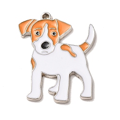 Blanco Colgantes de la aleación del esmalte, encantos de perros, la luz de oro, blanco, 31.5x26x2 mm, agujero: 1.2 mm