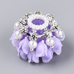 Лиловый Акриловые стразы из смолы и АБС-пластика, имитация жемчуга, круглая с цветком, для изготовления бисерных ручек, сирень, 18.5~19x24.5~27x24.5~27 мм, отверстие : 2~2.5 мм