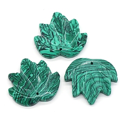 Малахит Осенние подвески из синтетического малахита с кленовым листом, лист прелести, 43x47~53x7 мм, отверстие : 2 мм
