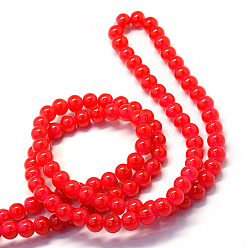 Red Baking Painted Imitation Jade Glass Round Bead Strands, Red, 10~10.5mm, Hole: 1.5mm, about 85pcs/strand, 31.4 inch