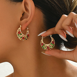 Цветок Геометрические ретро повседневные латунные серьги-кольца для женщин, реальный 18 k позолоченный, цветок, 30x27 мм