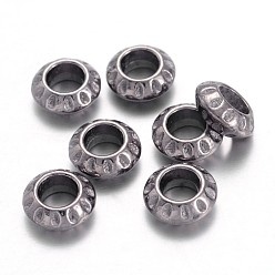 Gunmetal Tibetan Style Alloy European Beads, Large Hole Beads, Rondelle, Gunmetal, Lead Free & Cadmium Free & Nickel Free, 10x4mm, Hole: 5mm